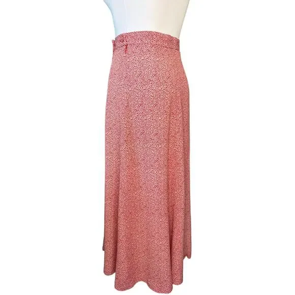 Talbots Vintage 70s Midi Flare Skirt Red Floral sz 12 Bohemian‎ Prairie - Picture 3 of 7